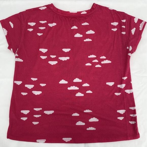 Dip Girls Graphic T-Shirt Pink White All Over Clouds Its Weekend Time Crew XL 16 - Picture 3 of 9